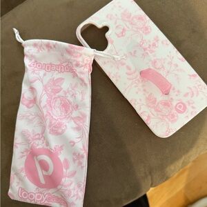 LoopyCase Pink Floral Phone Case with Pouch